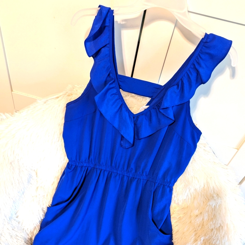 Kina, women's/Jr royal blue, ruffle dress, size Medium